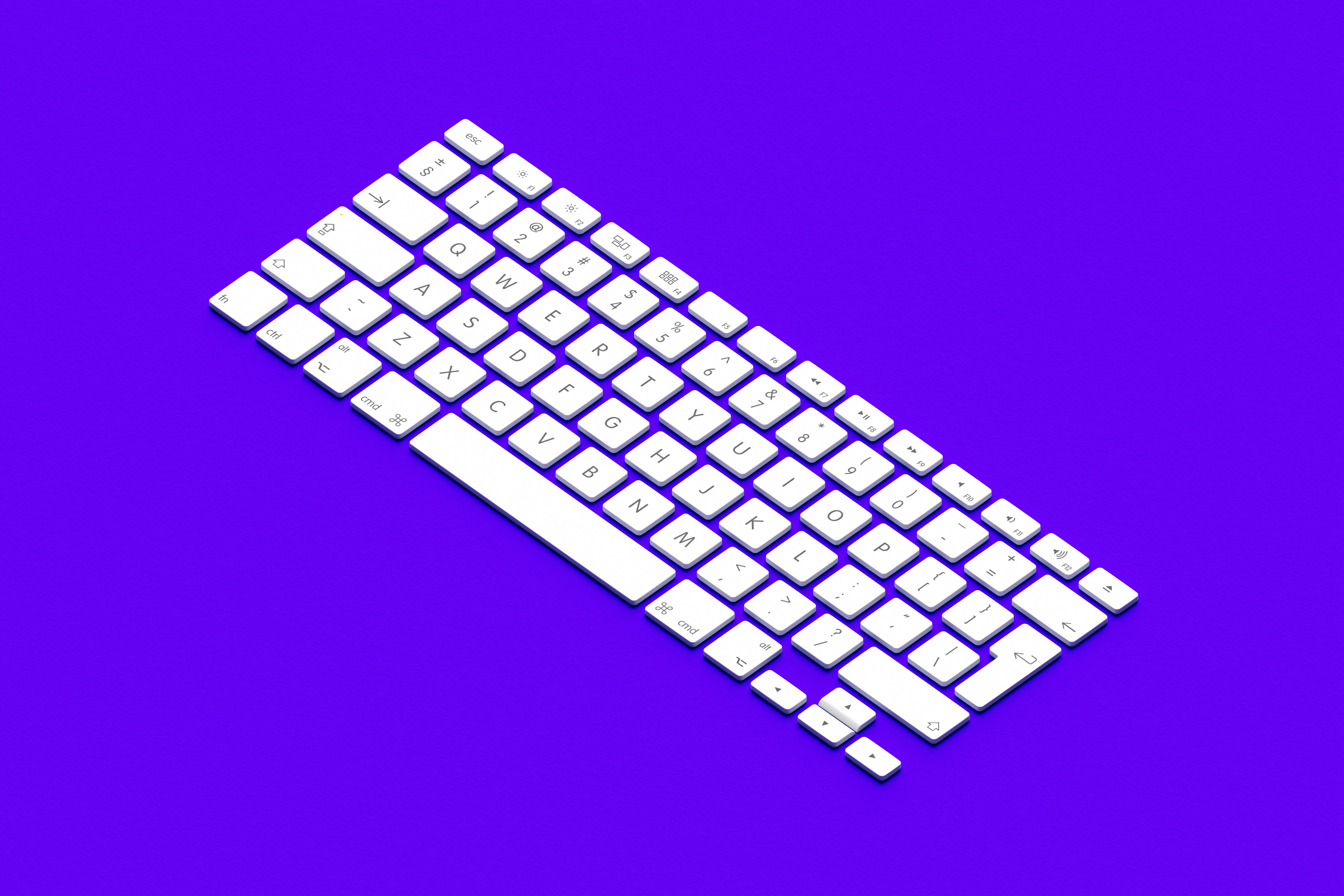 White Keyboard on purple background.